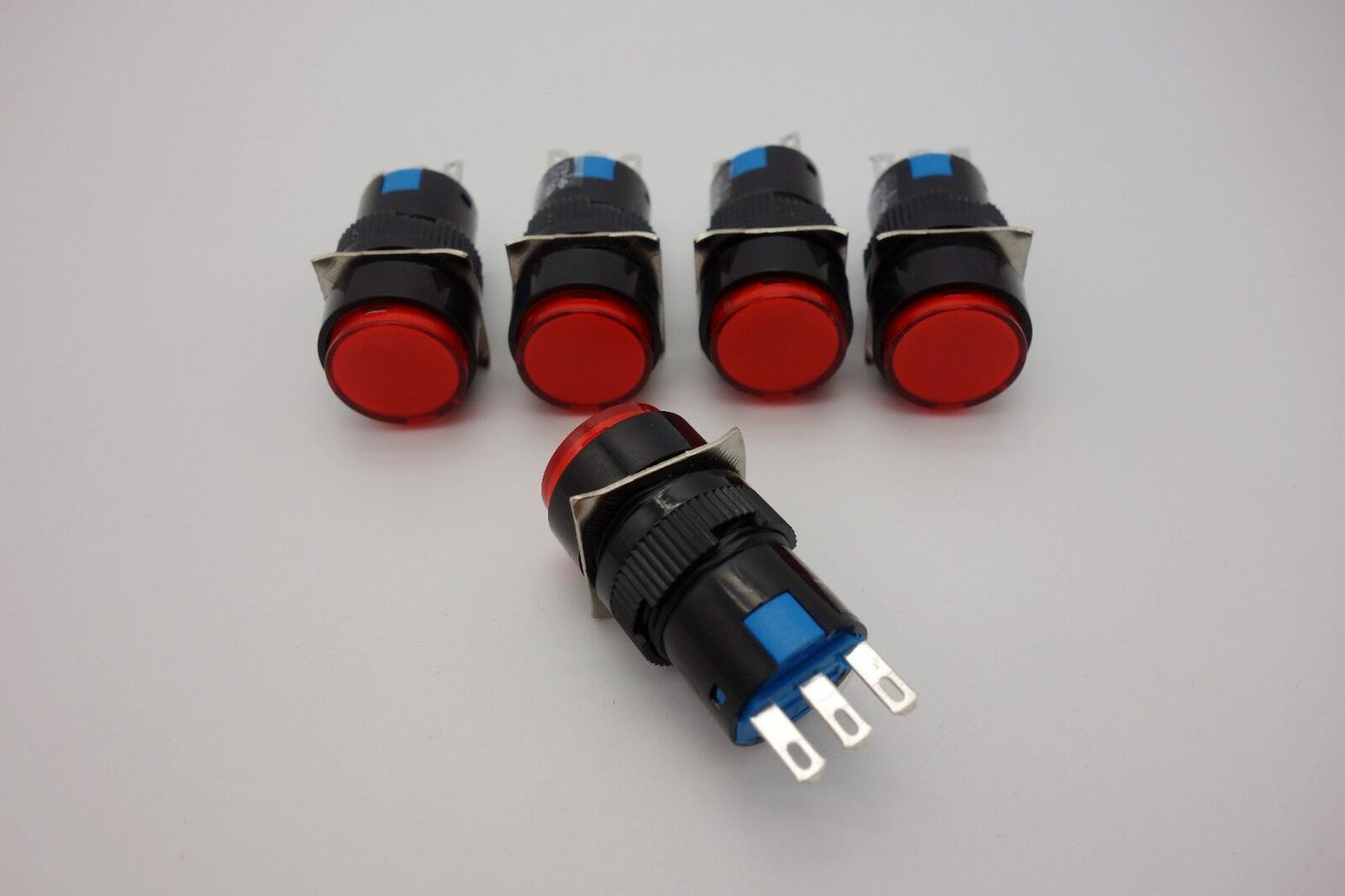 5PCS 16MM Red ROUND Maintained Latching PUSH BUTTON SWITCH 3 PINS 250V 3A