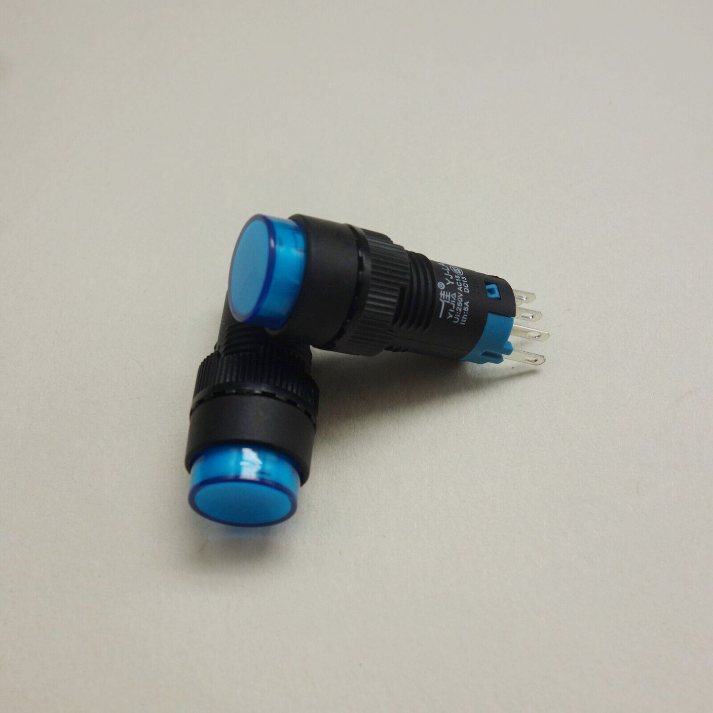 2PCS 12MM Blue LED ILLUMINATED ROUND Momentary PUSH BUTTON 2NO/2NC 2POLES 8pins