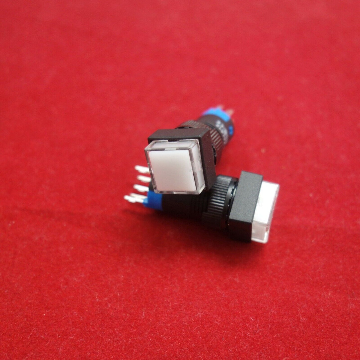 2PCS 12MM White LED ILLUMINATED Square Momentary PUSH BUTTON 2NO/2NC 2POLES 8Pin