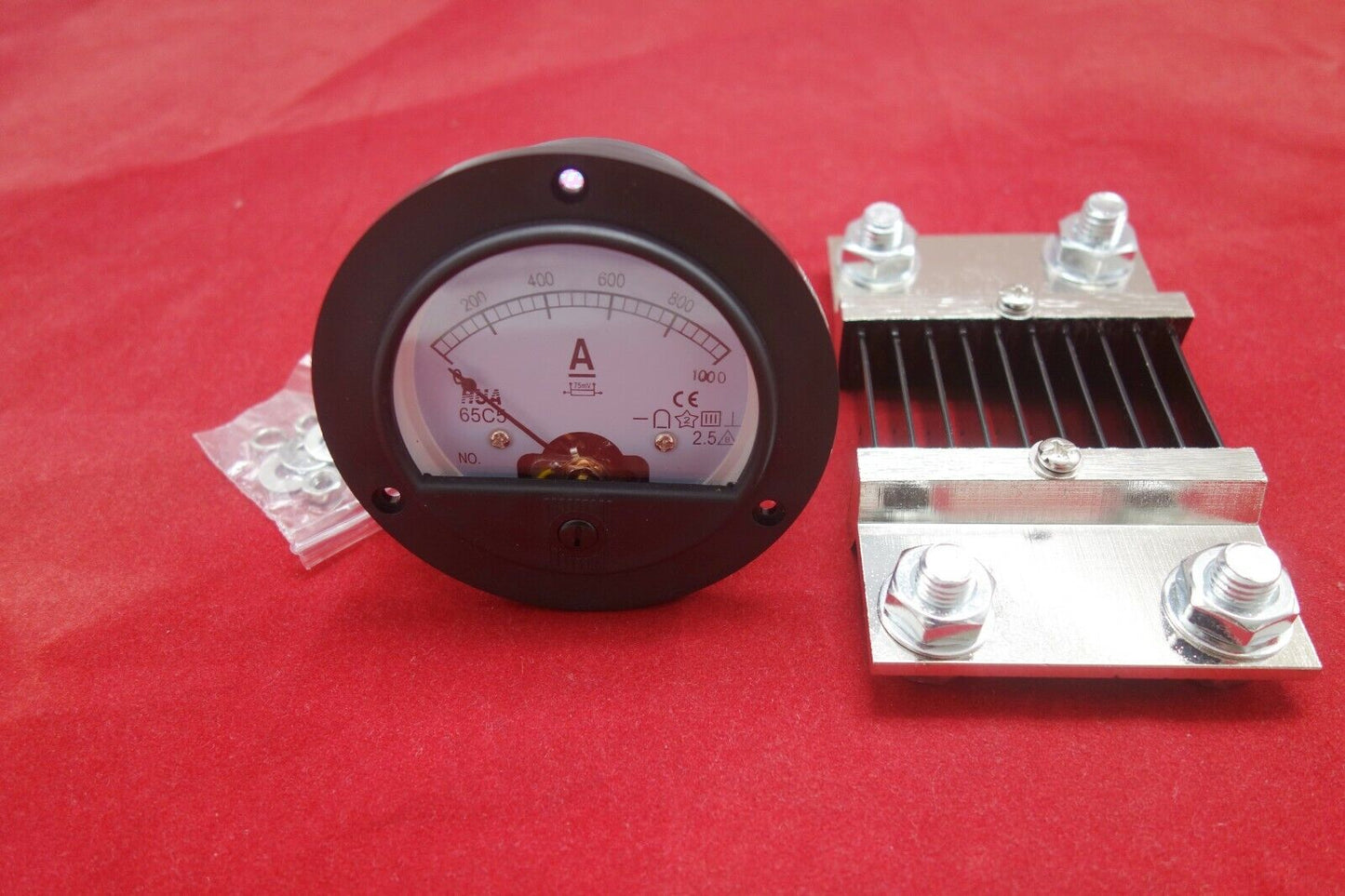DC 1000A Round Analog Ammeter Panel AMP Current Meter Dia. 90mm with shunt