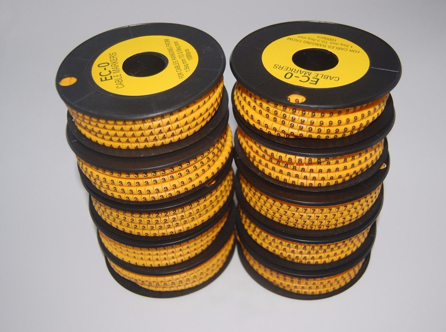 10000PCS For 1.5-3mm2 wire EC-0 Cable Markers Number 0-9 soft PVC 10 Rolls