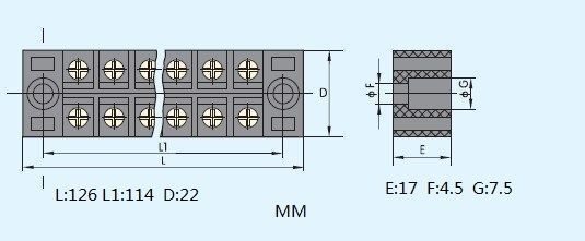 5pcs 12 Position 15A Barrier Dual Row Terminal Block/Strip w/Cover screw hole