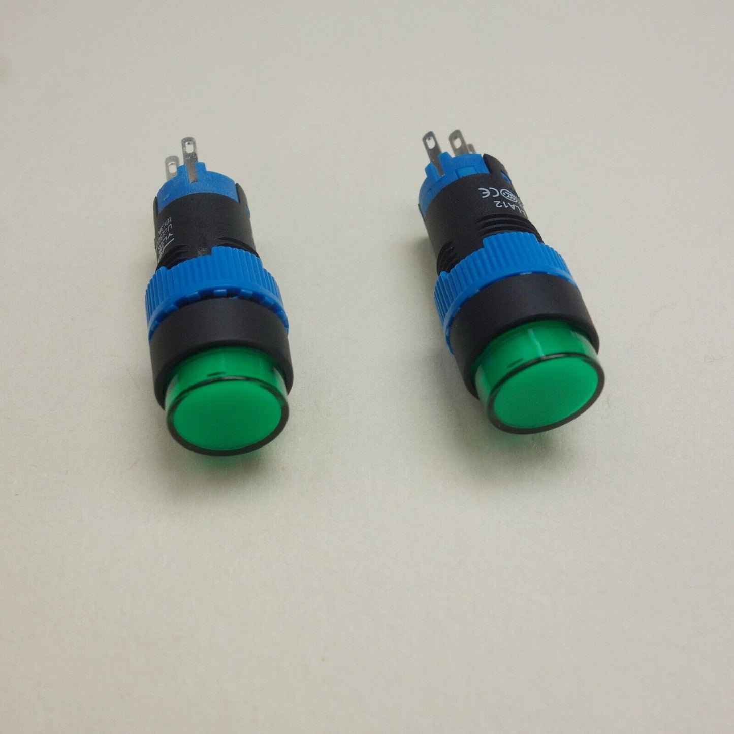 2PCS 12MM Green LED ILLUMINATED ROUND Momentary PUSH BUTTON 2NO/2NC 2POLES