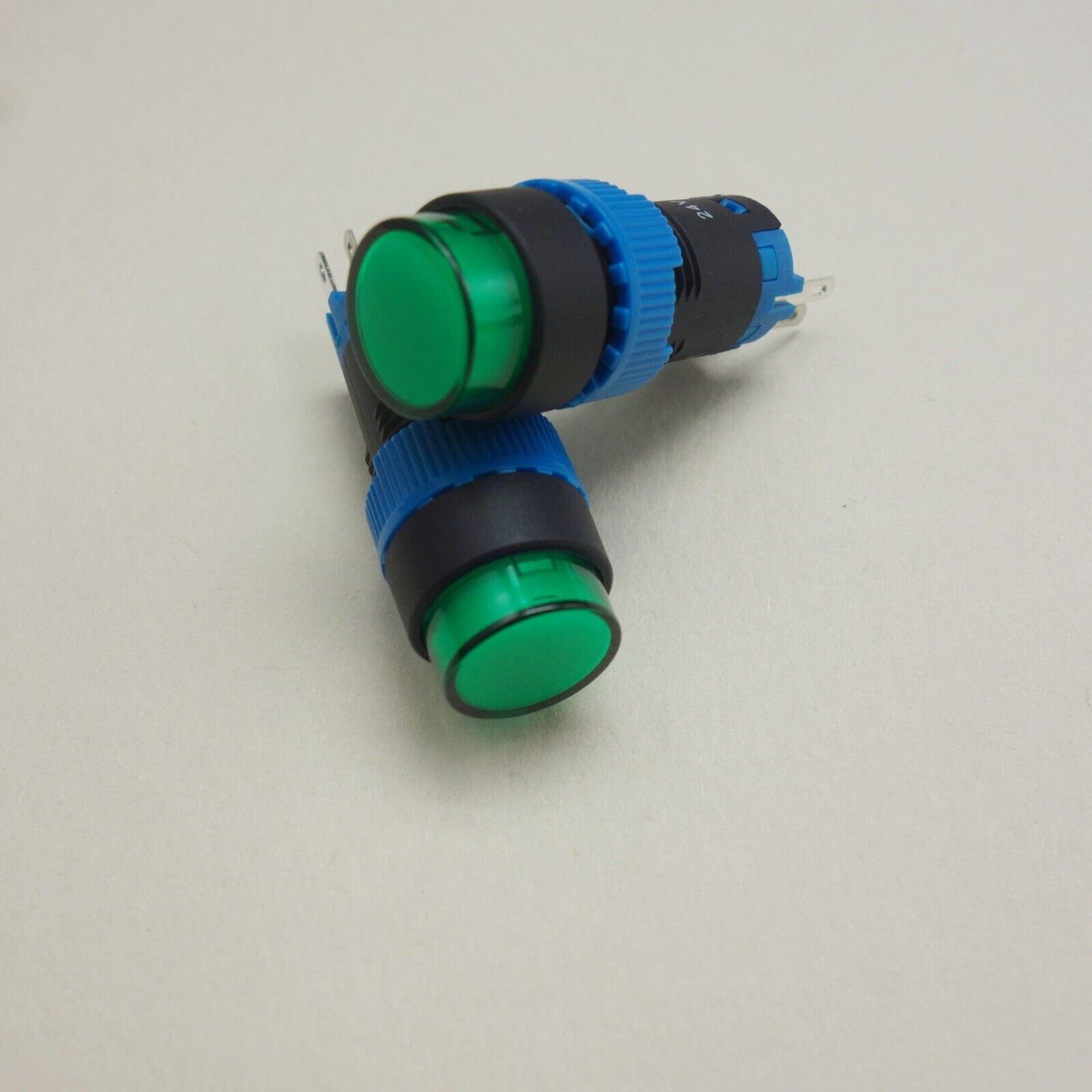 2PCS 12MM Green LED ILLUMINATED ROUND Momentary PUSH BUTTON 2NO/2NC 2POLES