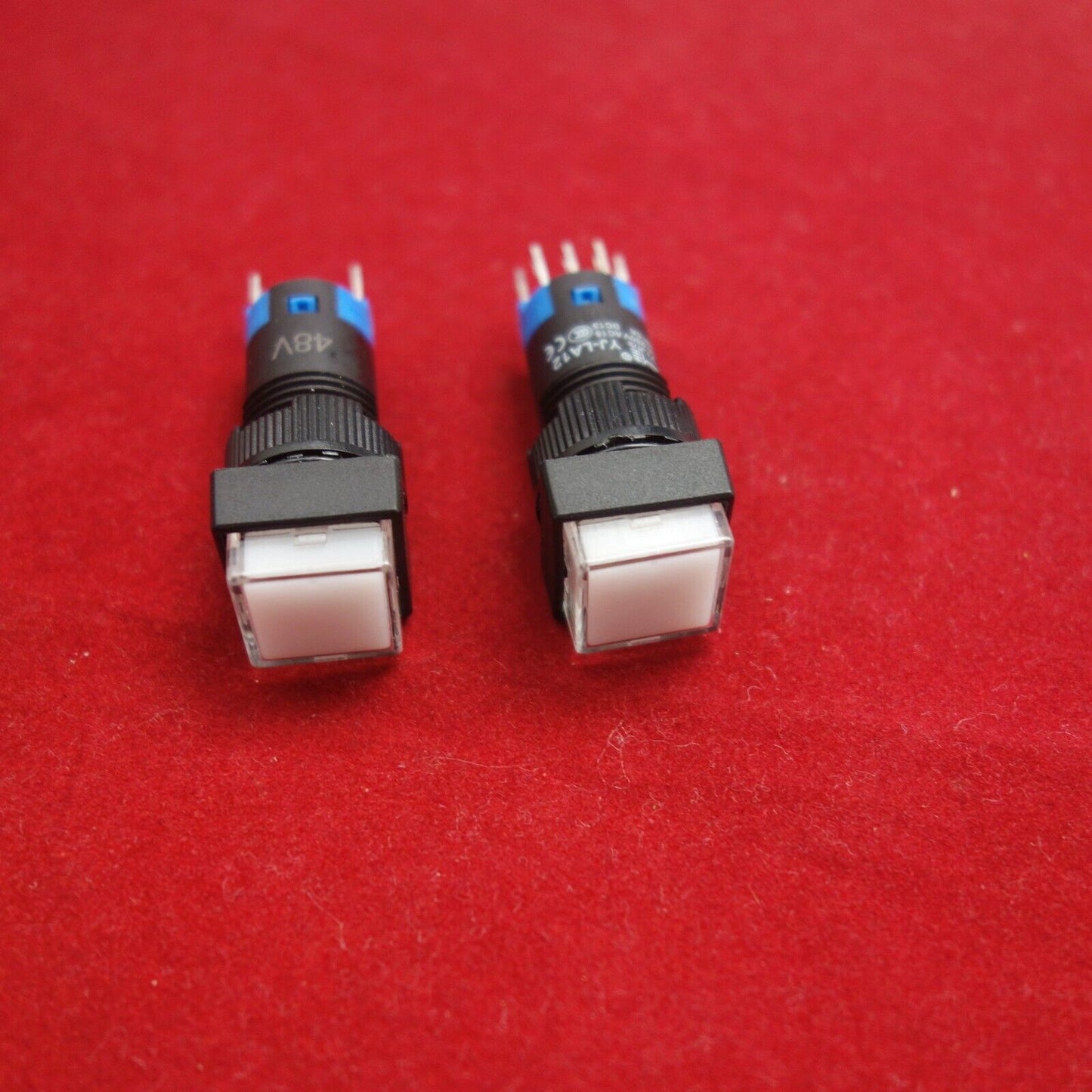 2PCS 12MM White LED ILLUMINATED Square Latching PUSH BUTTON 2NO/2NC 2POLES 8Pins