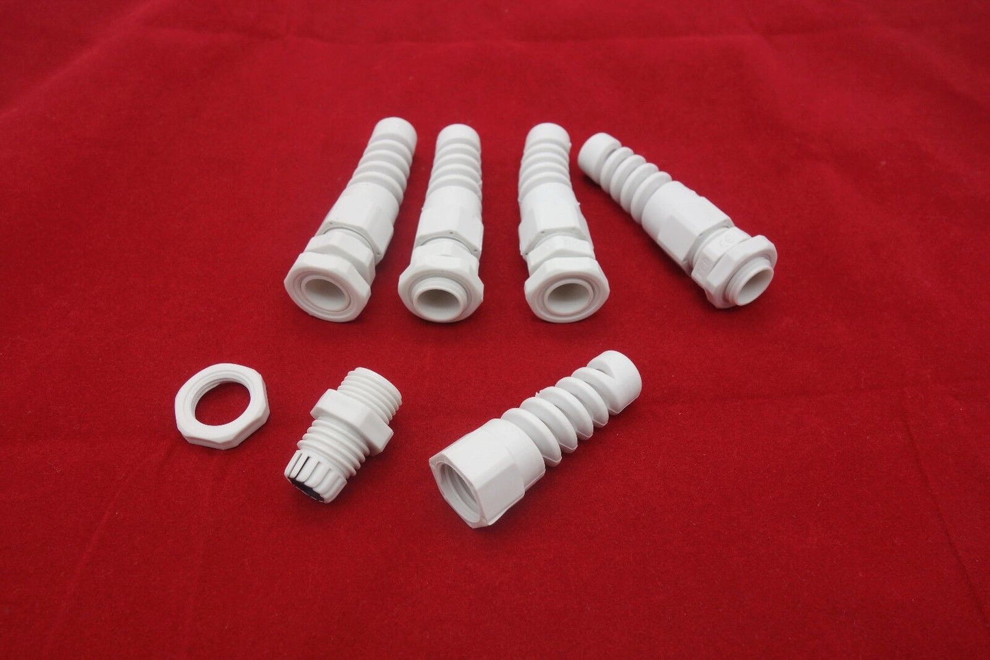 5PCS Gray Spiral Cable Gland PG9 Cable Range 4-8MM Nylon IP68 Waterproof