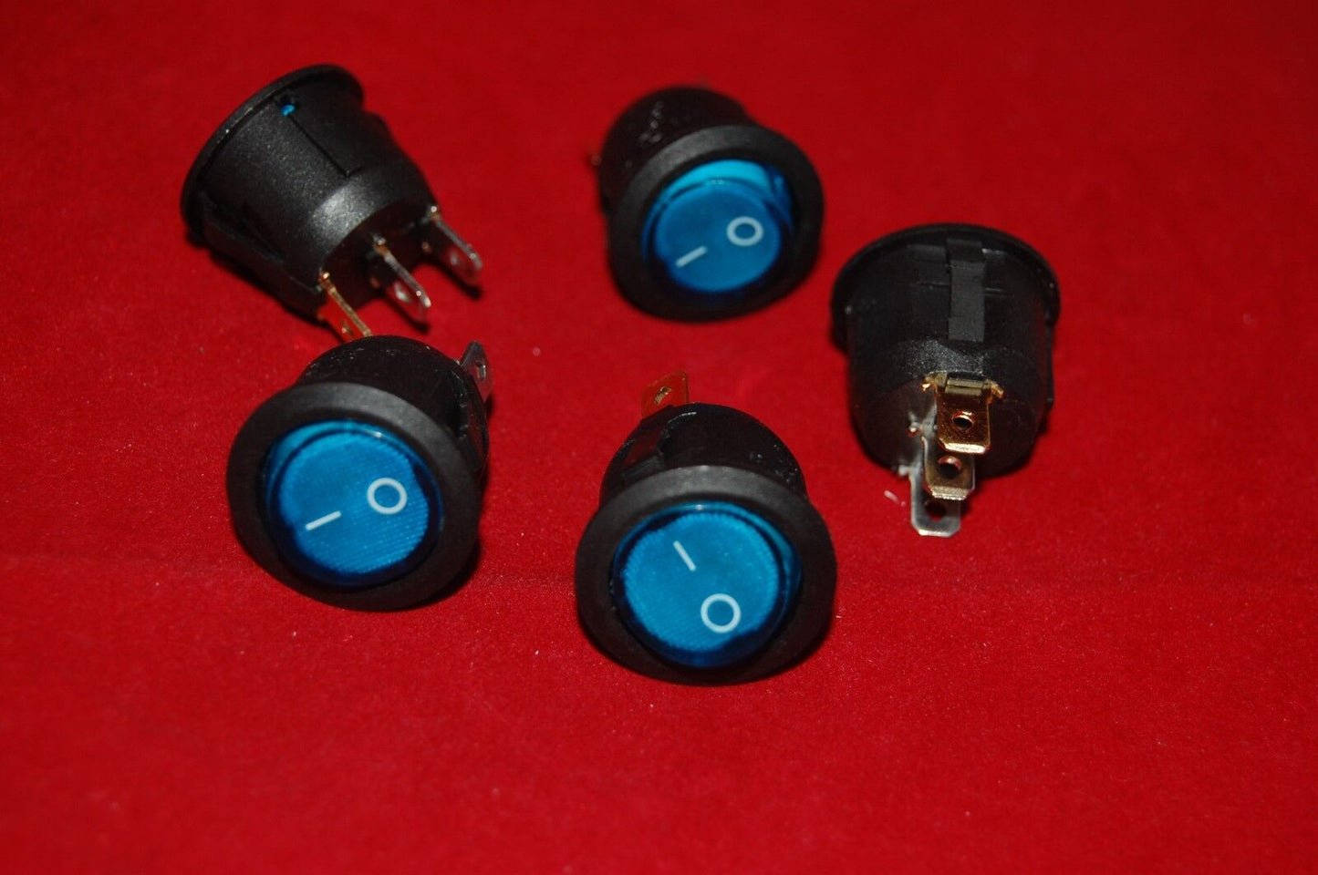 5Pcs ROUND Blue Light Illuminated 2 Position Boat Rocker Switch 3 Pin 220V AC