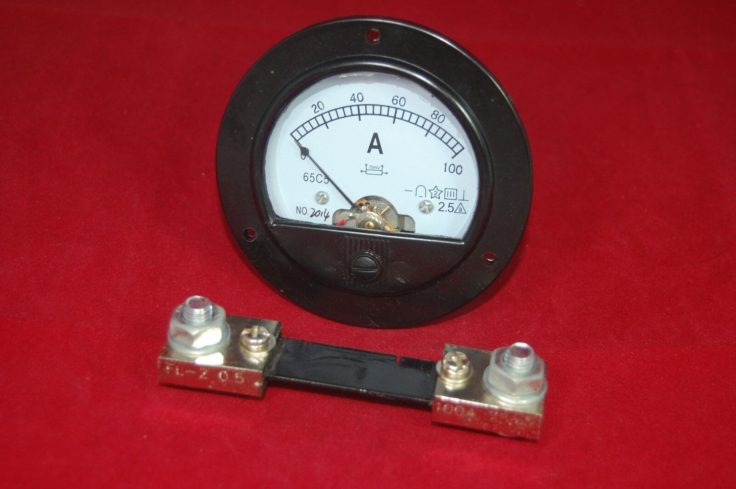DC 0-100A Round Analog Ammeter Panel AMP Current Meter Dia. 90mm with shunt