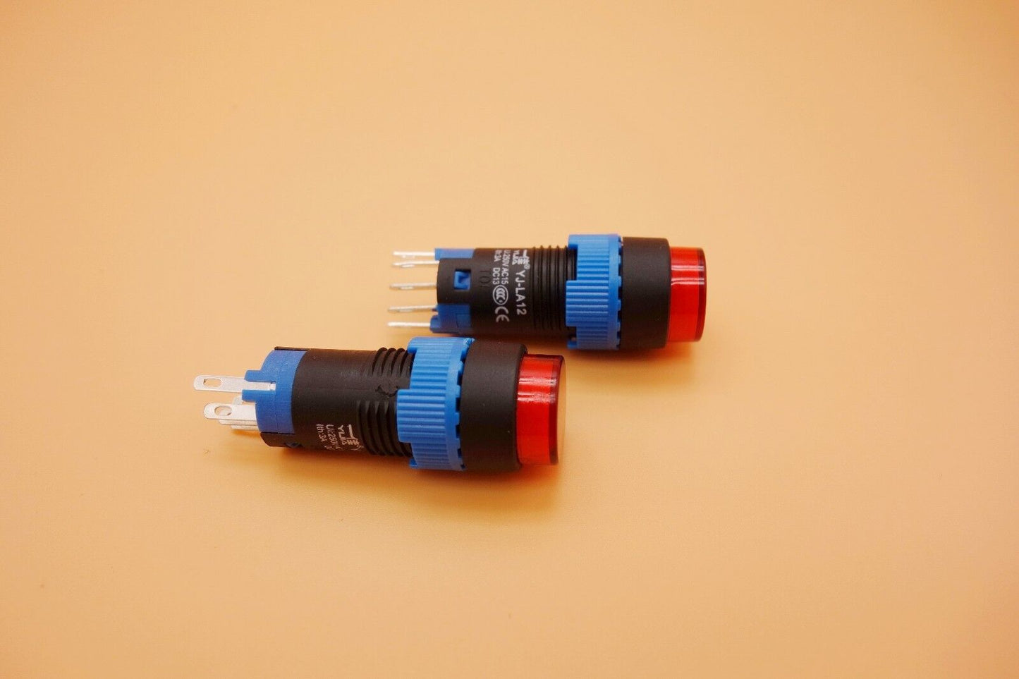 2PCS Cutout 12MM 48V Red LED ILLUMINATED Round Latching PUSH BUTTON 5 PINS