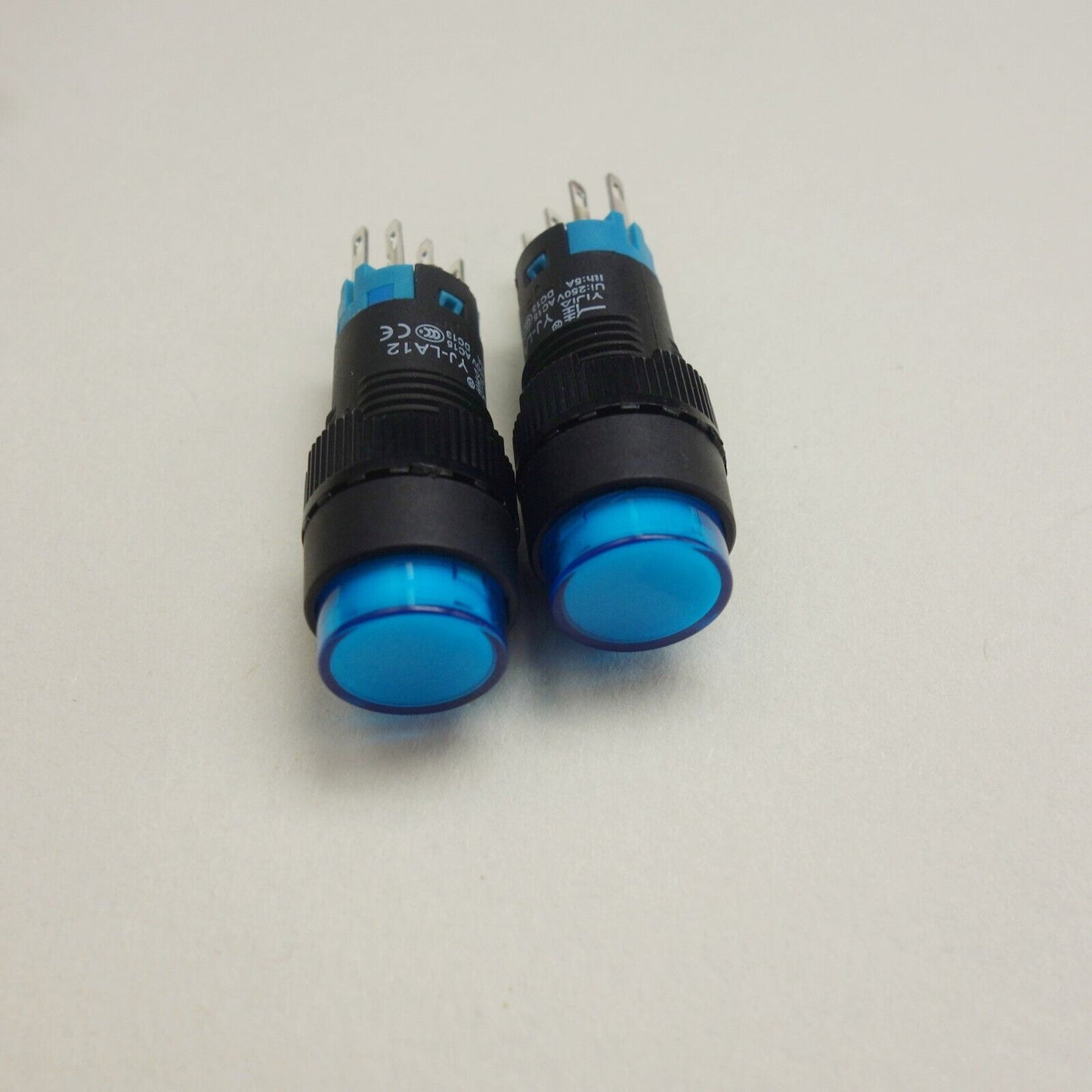 2PCS 12MM Blue LED ILLUMINATED ROUND Momentary PUSH BUTTON 2NO/2NC 2POLES 8pins