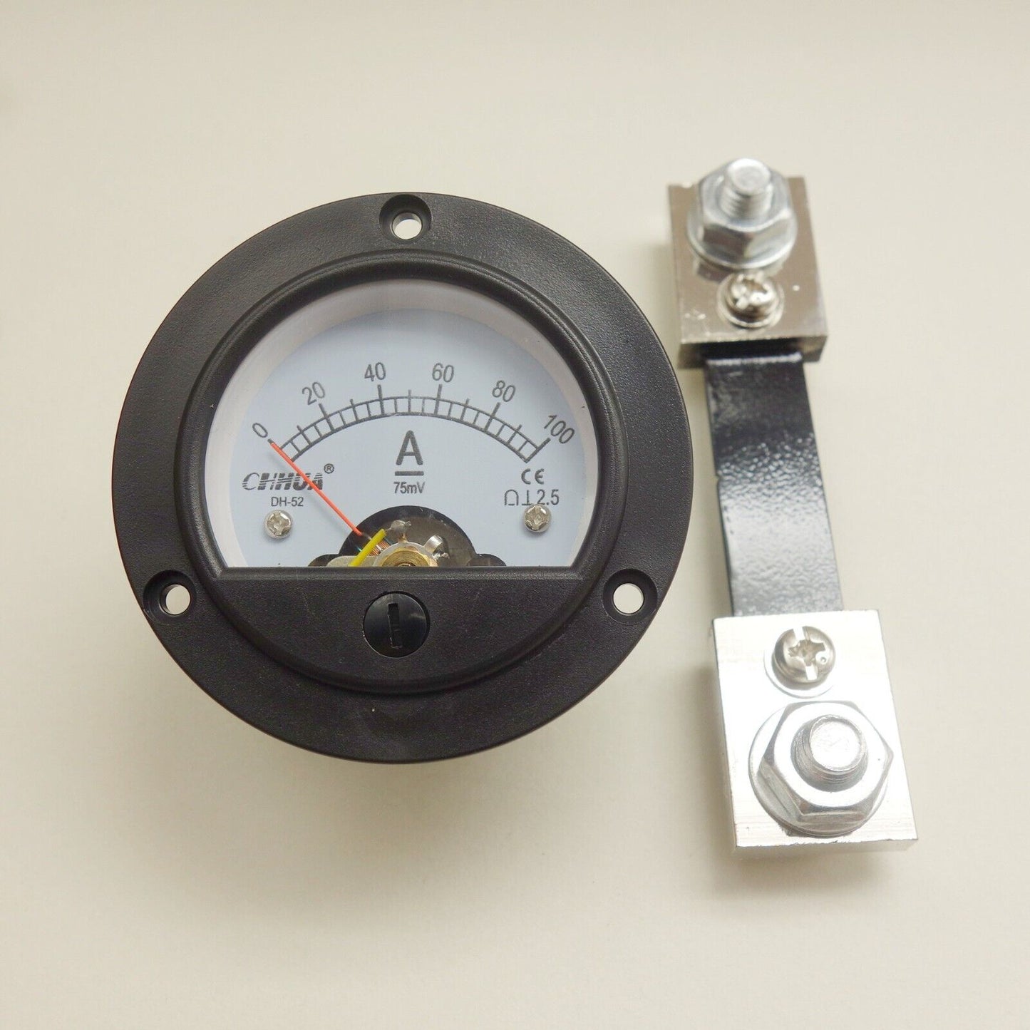 DC 0-100A Round Analog Ammeter Panel Current Meter Dia. 66.4mm DH52 with shunt