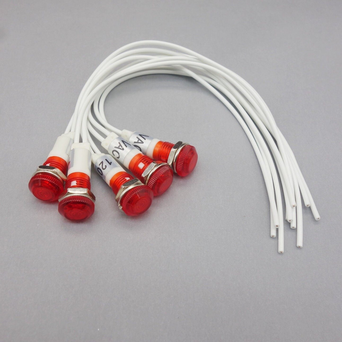 50 Pcs 120V AC 10mm RED Panel Mounting LED Indication Signal Pilot Lights