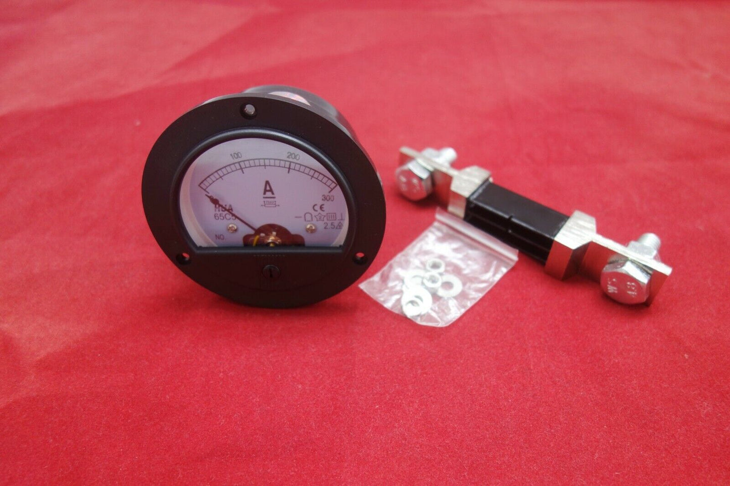 DC 300A Round Analog Ammeter Panel AMP Current Meter Dia. 90mm with shunt