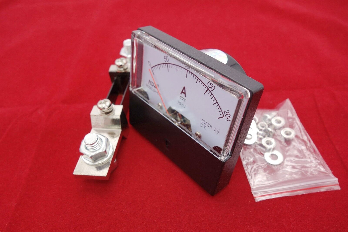 DC 200A Analog Ammeter Panel AMP Current Meter DC 0-200A 60*70MM with Shunt