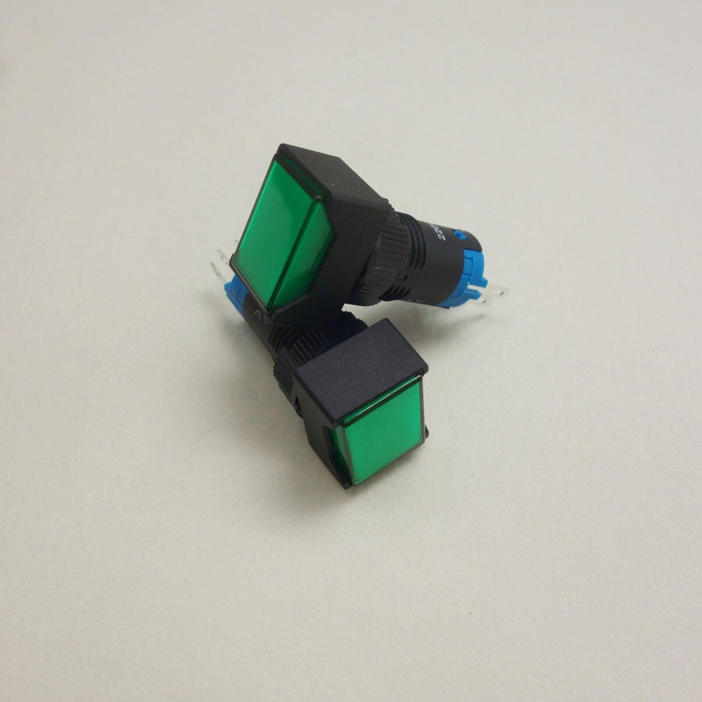 2PCS 12MM Green LED ILLUMINATED Rectangular Latching PUSH BUTTON 2NO/2NC 2POLES