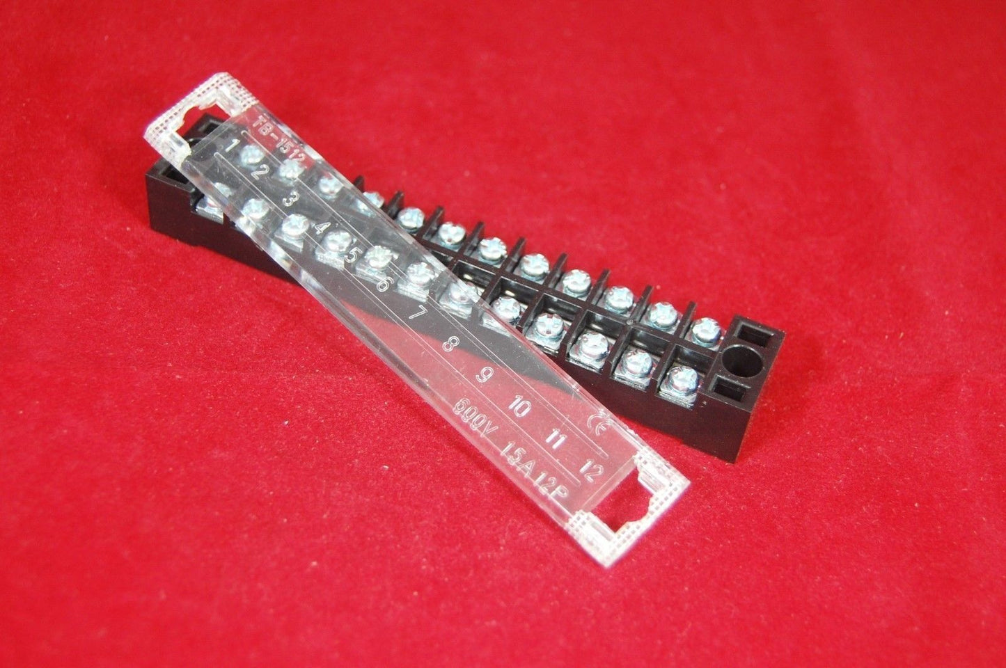 5pcs 12 Position 15A Barrier Dual Row Terminal Block/Strip w/Cover screw hole