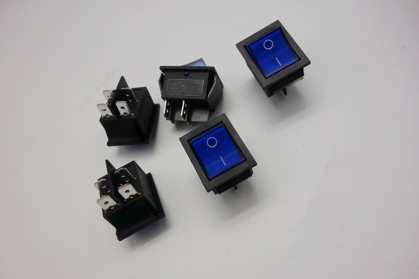 5Pcs Blue 110V Light Illuminated 2 Position ON/OFF Boat Rocker Switch 4 Pin