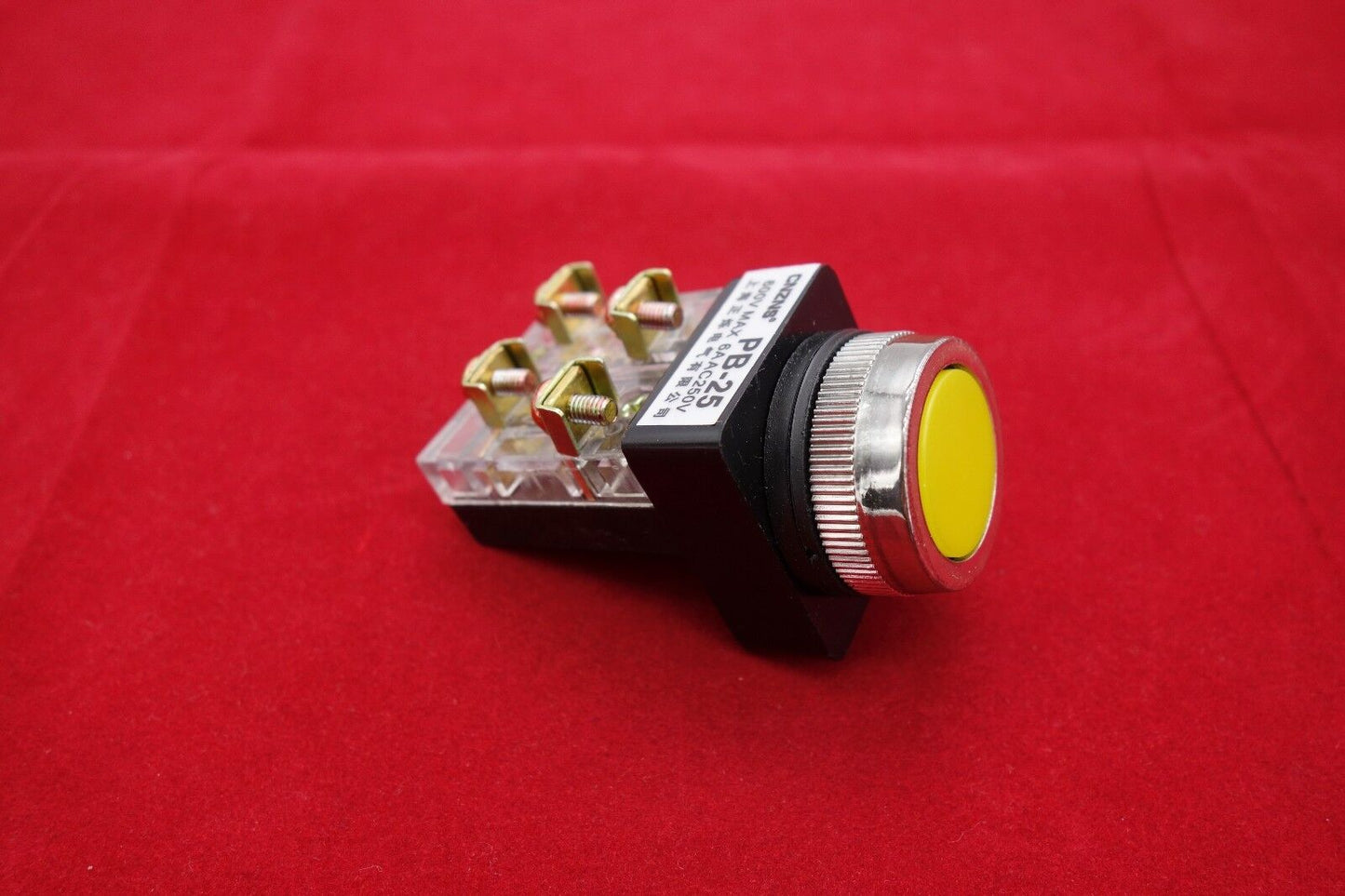 1PC NEW Cutout Dia. 25MM Yellow Momentary PUSH BUTTON Switch 1NO/1NC PB25