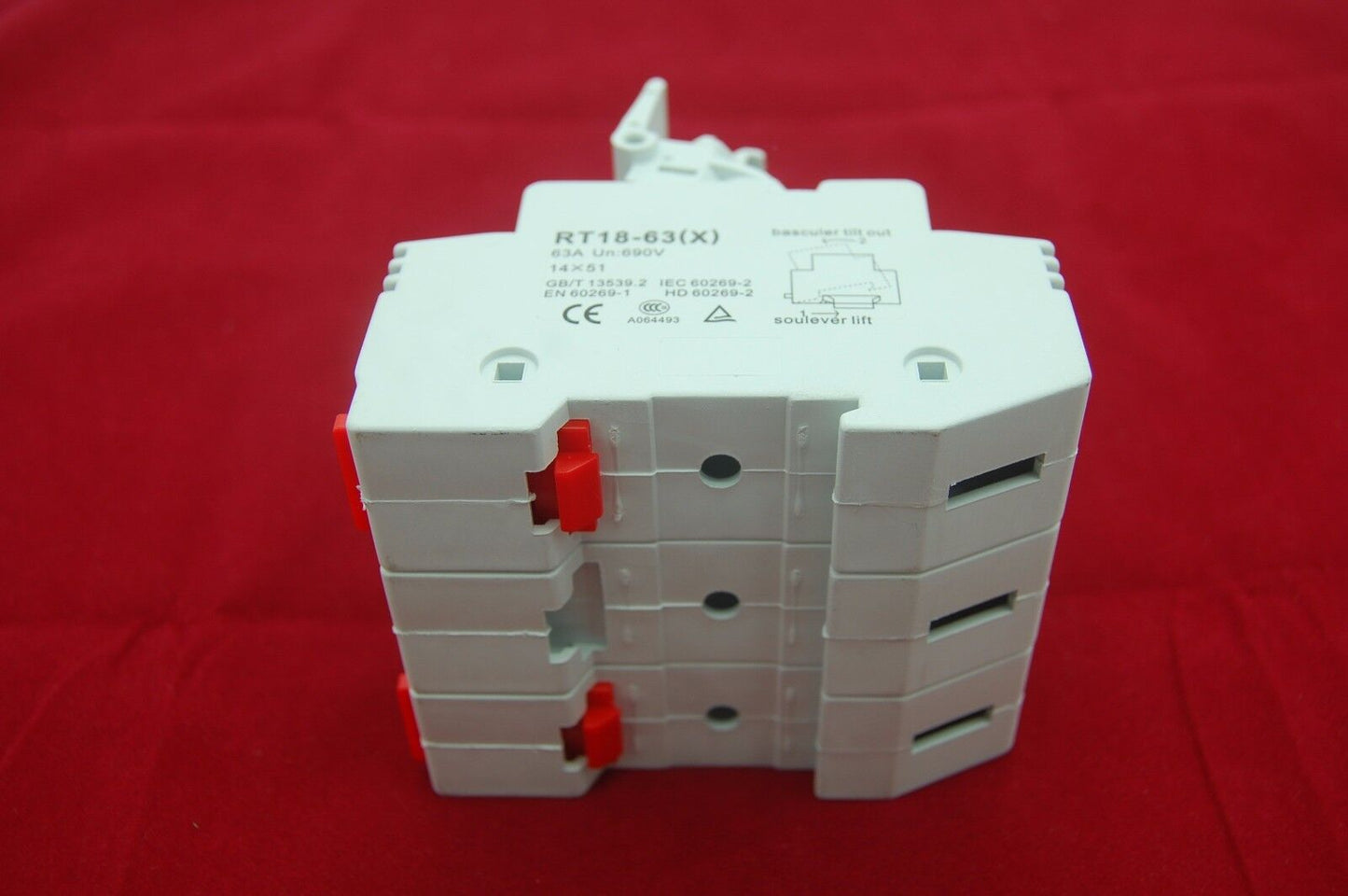 1PC 3 Pole Din Rail Mounting RT18-63 Fuse Holder for 14x51MM Fuse link