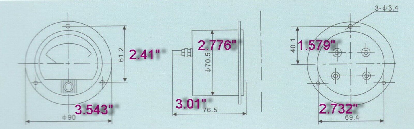 DC 0-500uA Round Analog Ammeter Panel AMP Current Meter Dia. 90mm Direct Connect