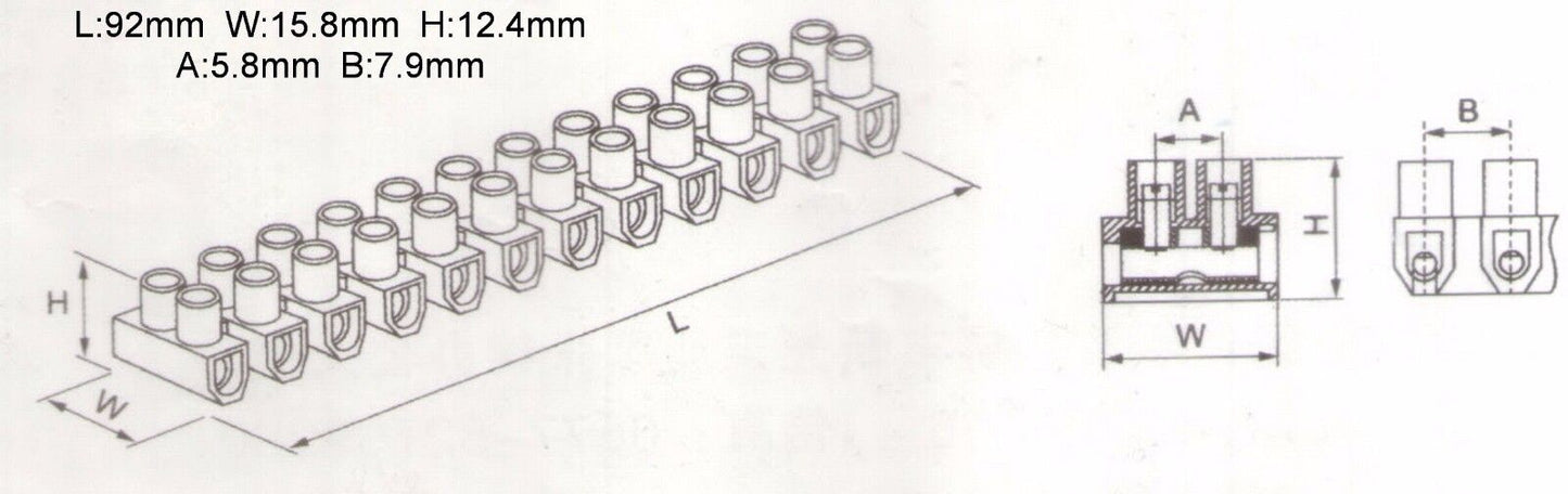 5PCS U Type 3A 12P Terminal Block Material PA 66, 94V-2 M2.5X4 High quality