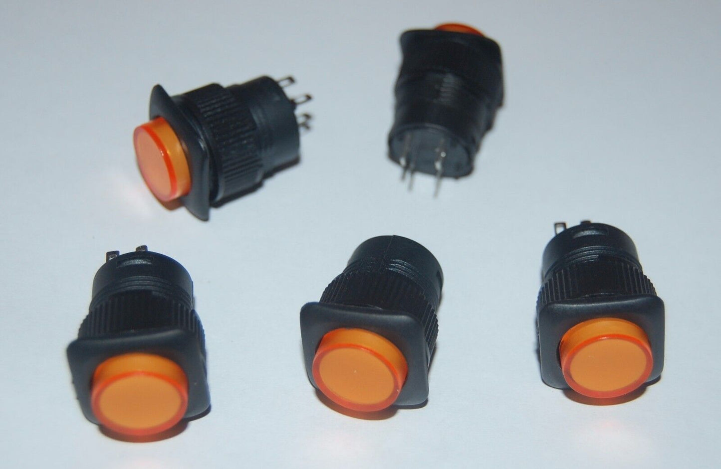 5PCS 16MM YELLOW Latching Plastic PUSH BUTTON 3V Neon ILLUMINATED 4 PINS