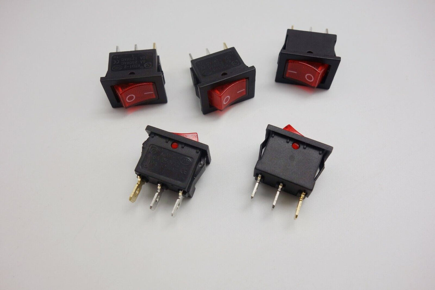 5Pcs RED Light Illuminated rectangle 2 Position Rocker Switch 3 Pin 12V KCD1