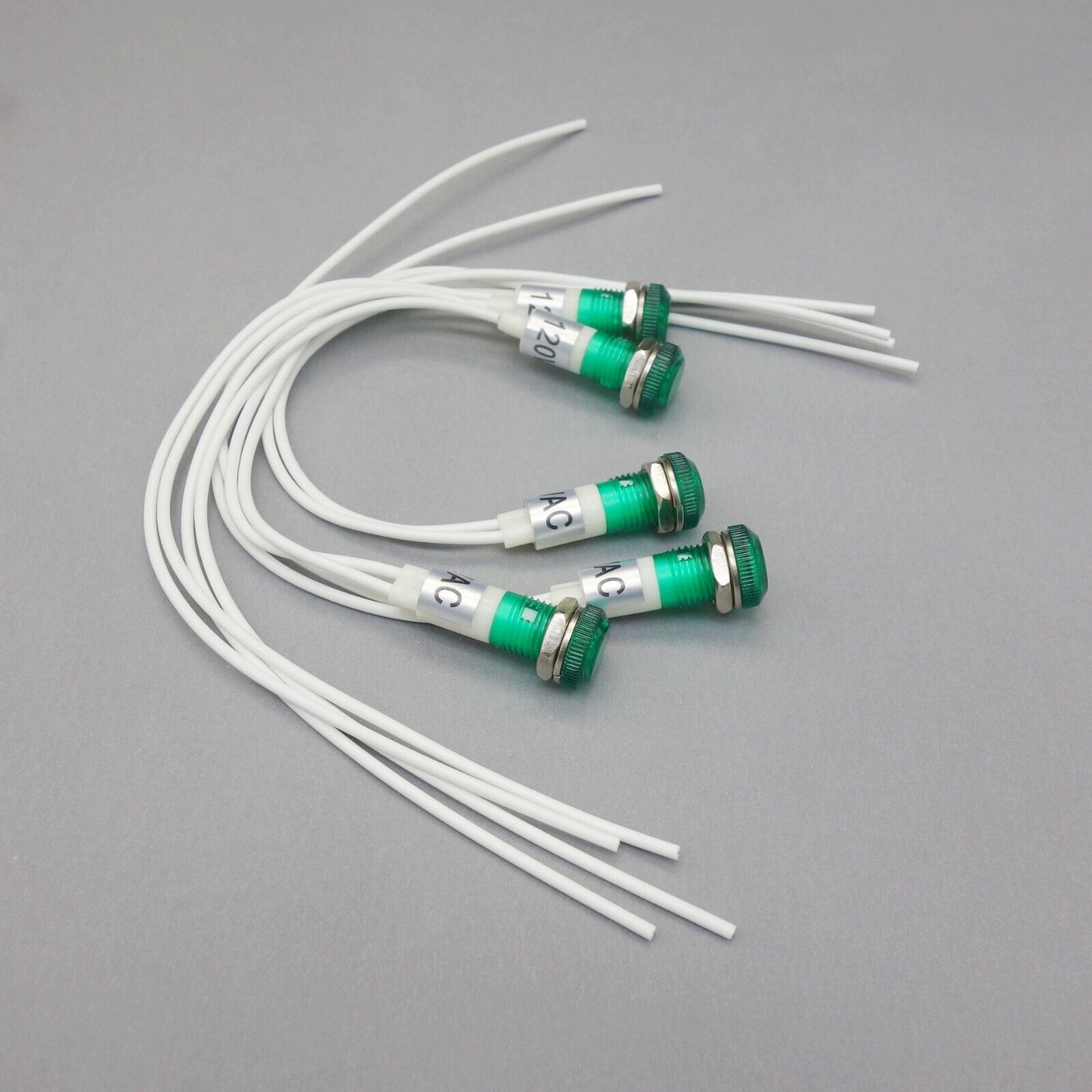 5Pcs 120V AC 10mm GREEN Panel Mounting LED Indication Signal Pilot Lights
