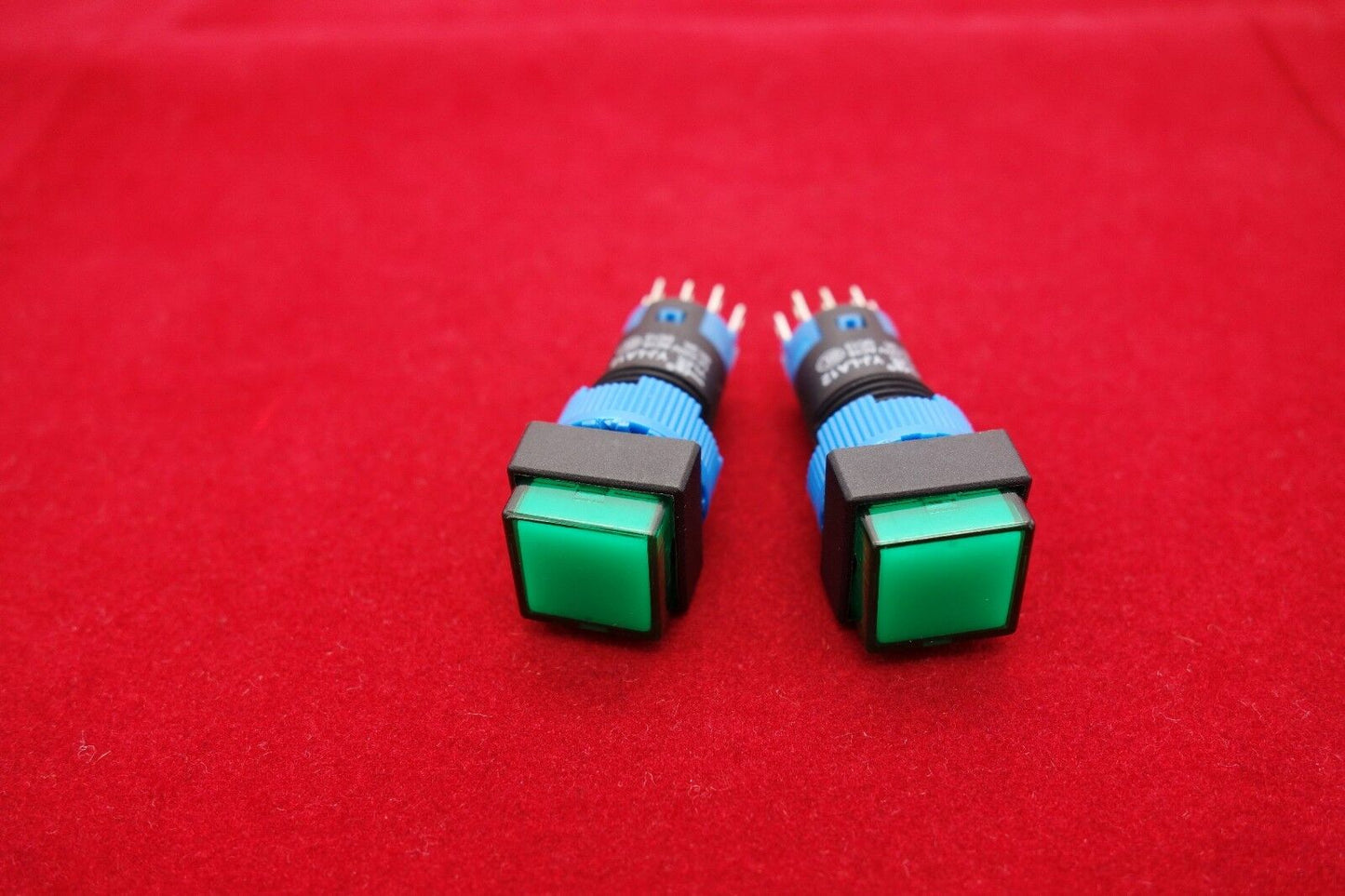 2PCS Cutout 12MM 6V Green LED ILLUMINATED Square Momentary PUSH BUTTON 5 PINS