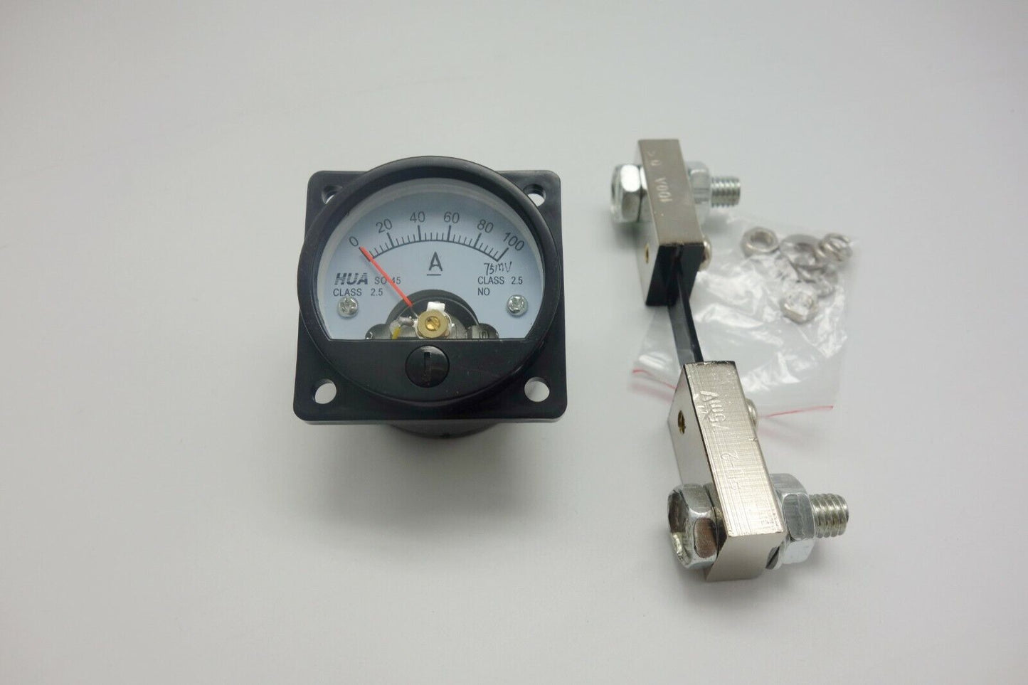 1PC DC 0-100A Analog Ammeter Panel AMP Current Meter SO45 Cutout 45mm with Shunt
