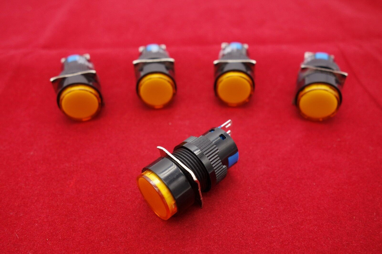 5PCS 16MM YELLOW ROUND Momentary PUSH BUTTON SWITCH AC/DC 3 PINS 250V 3A
