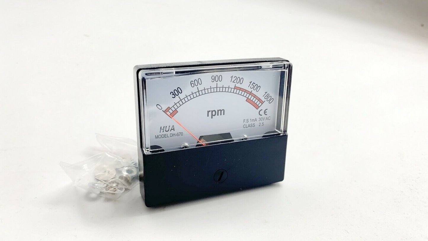 1PC 0-1800 Rpm Panel meter Size 60*70mm 30V AC Class 2.5 F.S 1mA