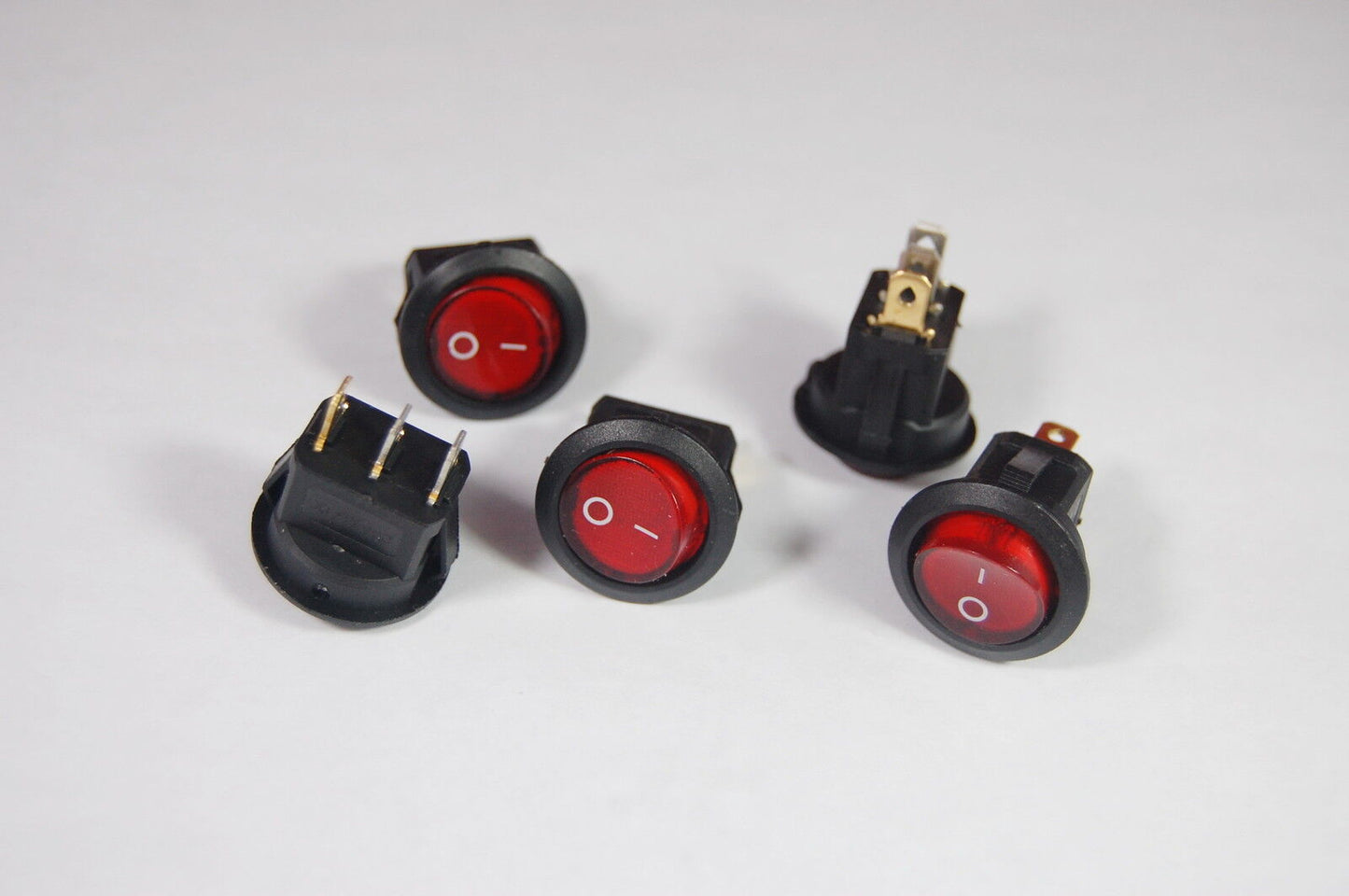 10Pcs Red Light Illuminated ROUND 2 Position Boat Rocker Switch 3 Pin 24V AC/DC