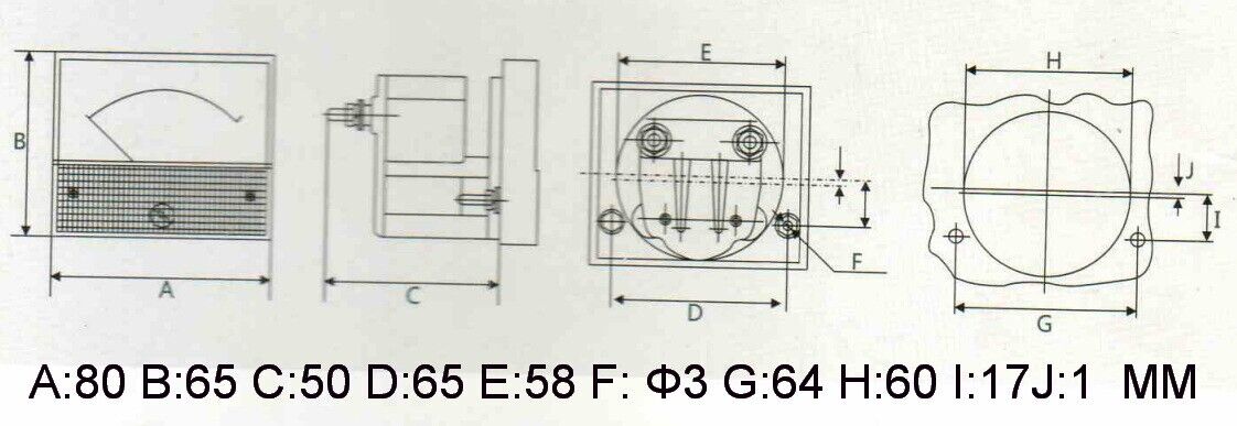 1PC DC 0-20A Analog Ammeter Panel AMP Current Meter 80*65MM 69C9 direct Connect