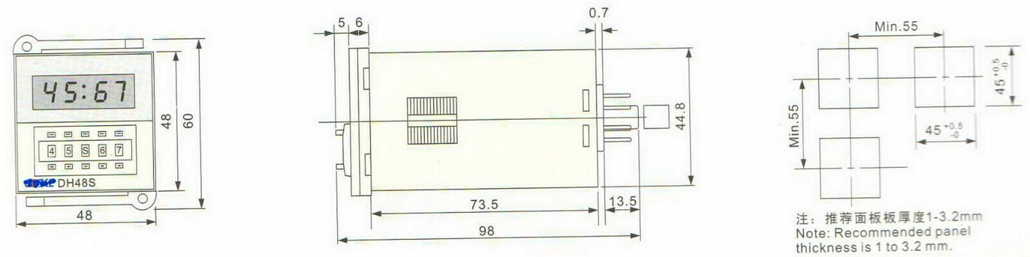 1pc DH48S-S LED display Timer relay with PF083A socket 48V DC