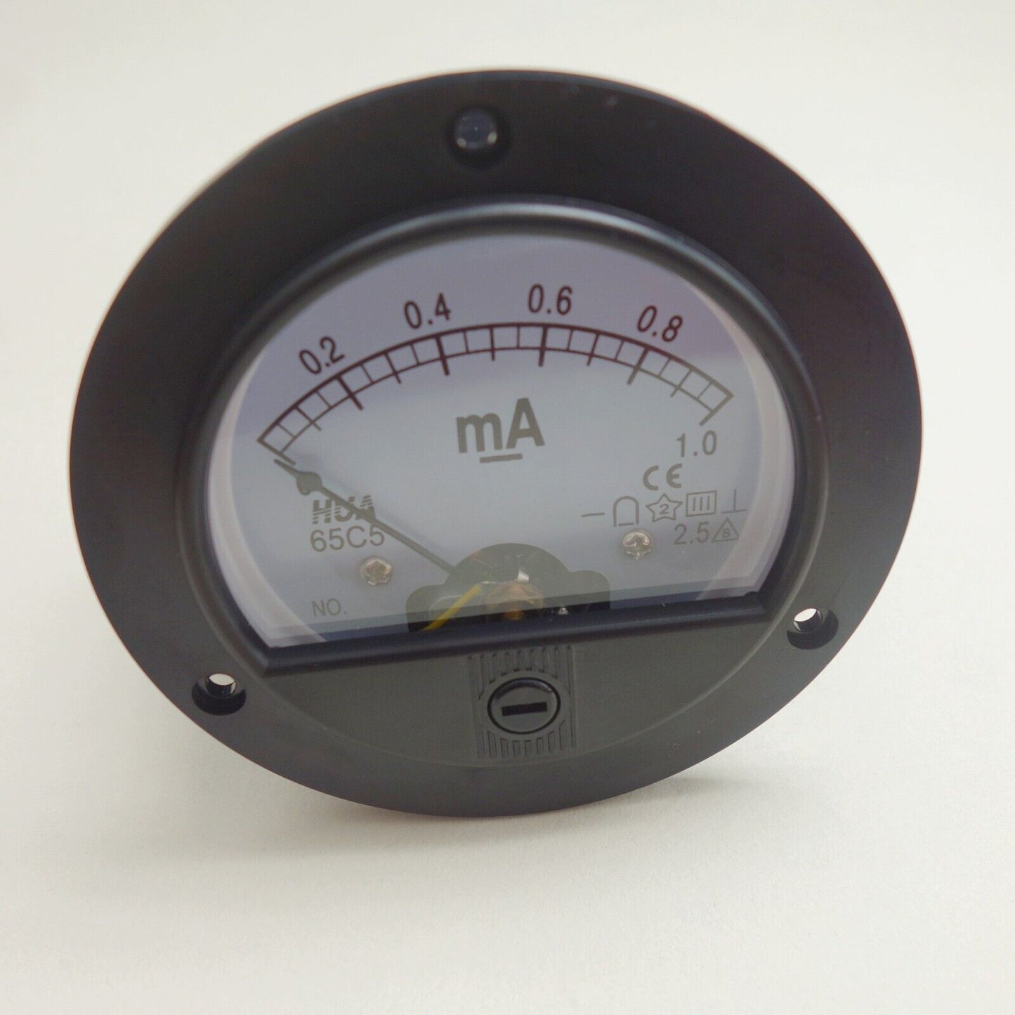 DC 0-1mA Round Analog Ammeter Panel AMP Current Meter Dia. 90mm Plastic Housing