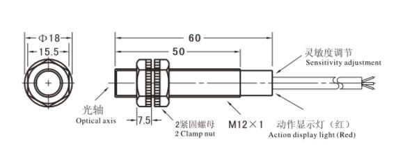 1 PC E3F1-DS5C4 Dissfuse photoelectric switch Sensor NPN NO 6-36V DC M12X1
