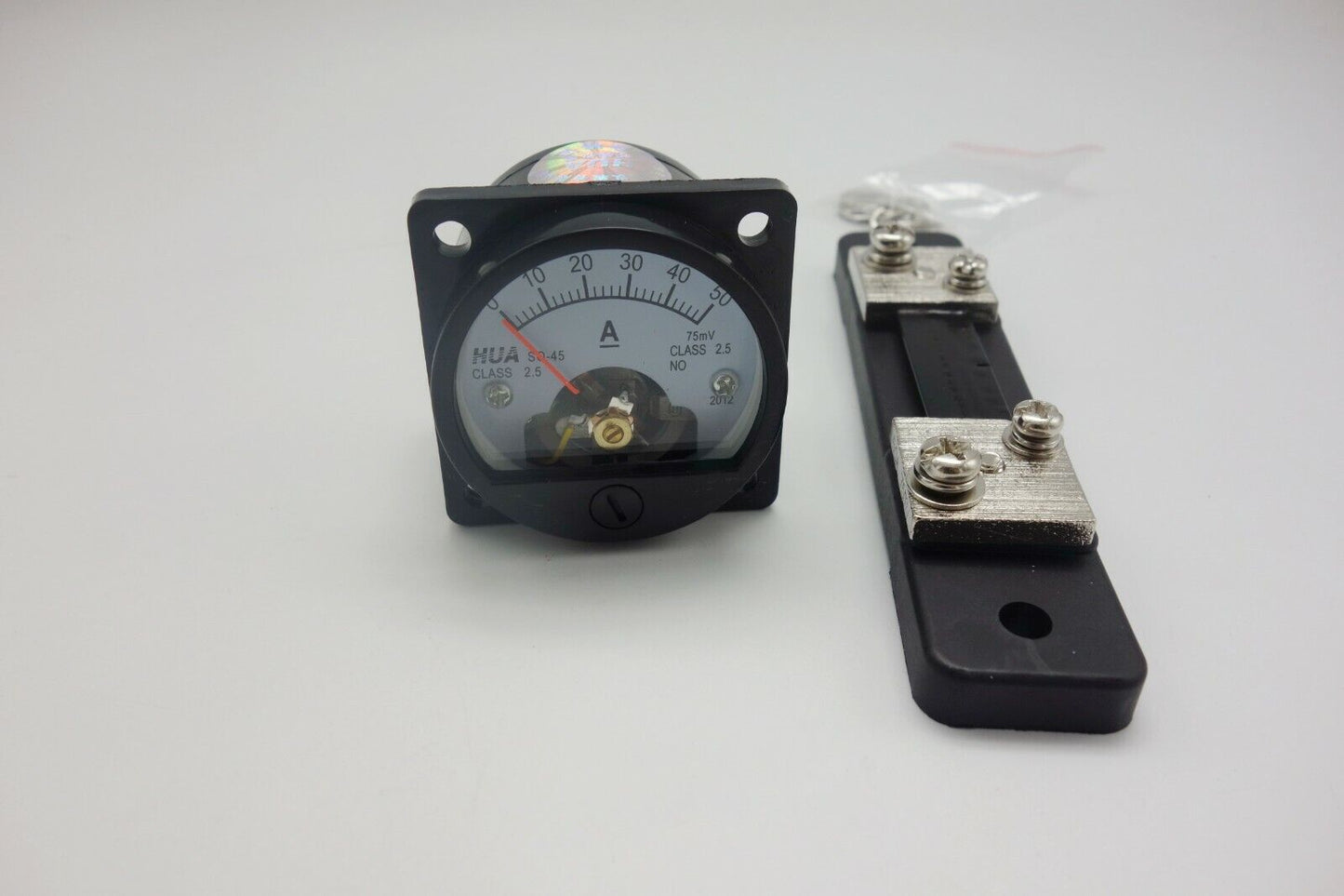 1PC DC 0-50A Analog Ammeter Panel AMP Current Meter SO45 Cutout 45mm with Shunt
