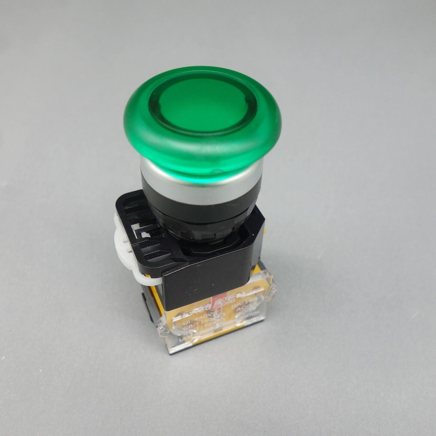 1pc Green 35mm head mushroom pushbutton Momentary 1NO/1NC Plastic LA38