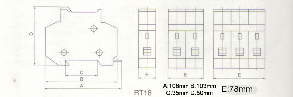 1PC 2 Pole Din Rail Mounting RT18-63 Fuse Holder for 14x51MM Fuse link