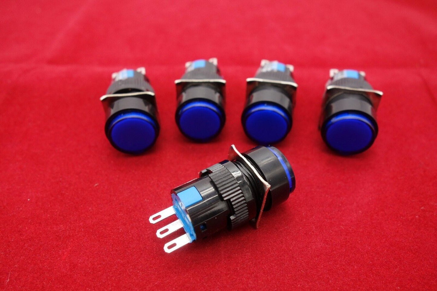 5PCS 16MM Blue ROUND Maintained Latching PUSH BUTTON SWITCH 3 PINS 250V 3A