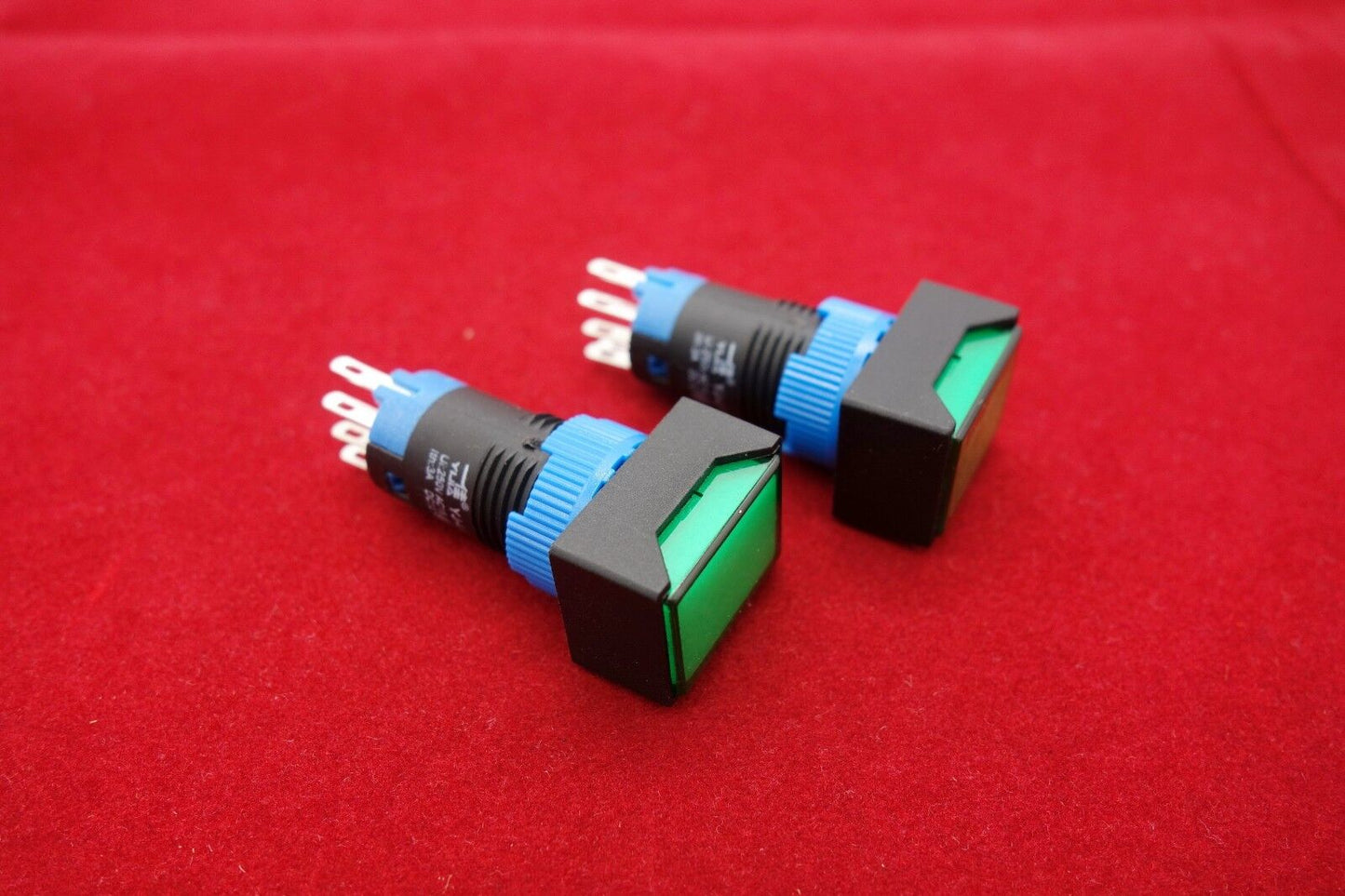 2PCS Cutout 12MM 6V Green LED ILLUMINATED Rectangular Maintained PUSH BUTTON