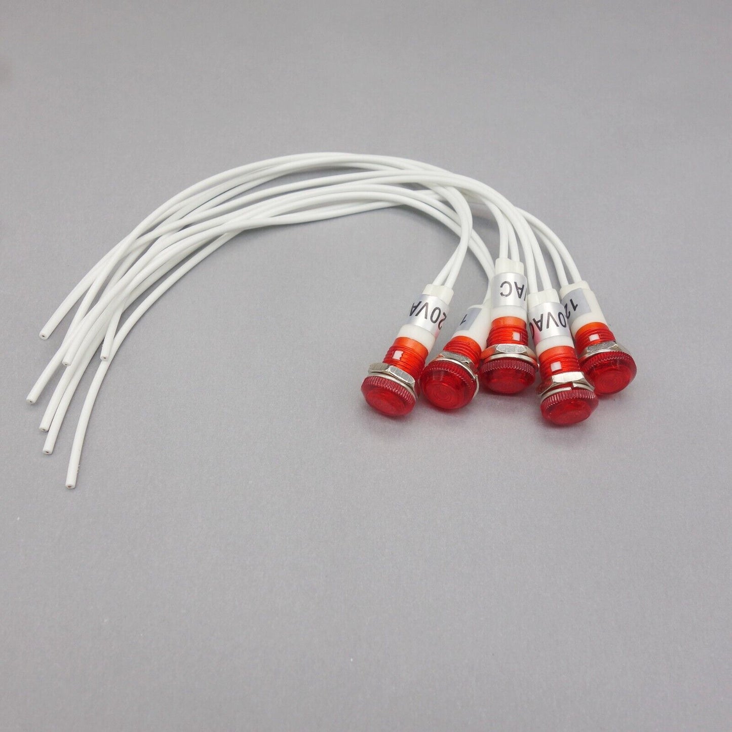 50 Pcs 120V AC 10mm RED Panel Mounting LED Indication Signal Pilot Lights
