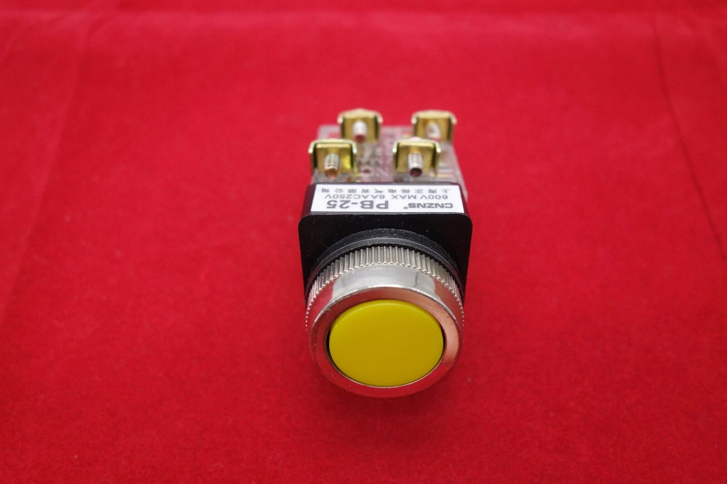 1PC NEW Cutout Dia. 25MM Yellow Momentary PUSH BUTTON Switch 1NO/1NC PB25