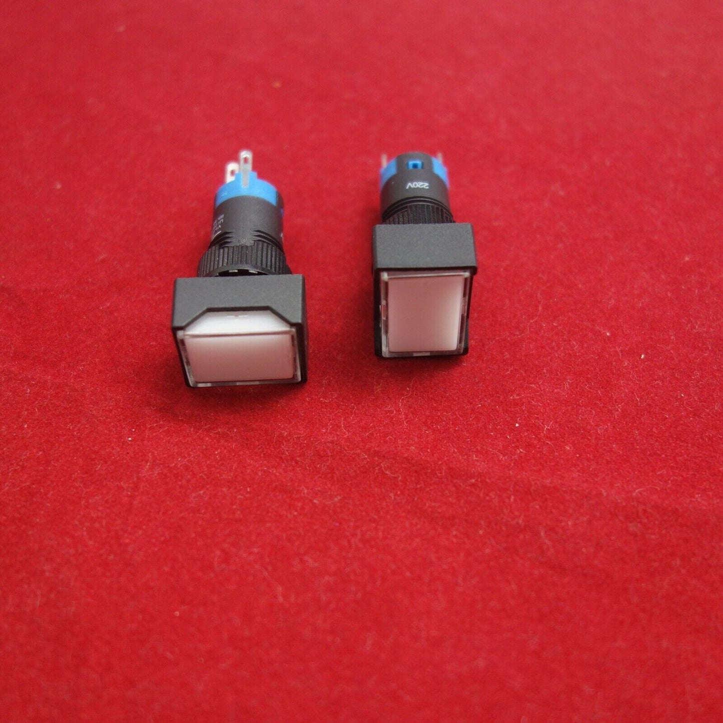 2PCS 12MM White LED ILLUMINATED Rectangular Latching PUSH BUTTON 2NO/2NC 2POLES