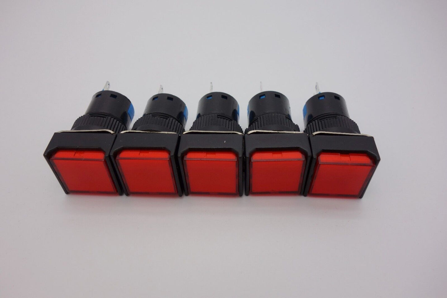 5PCS 16MM Red Square Maintained PUSH BUTTON 3 Pins 250V AC 3A / DC 30V 5A
