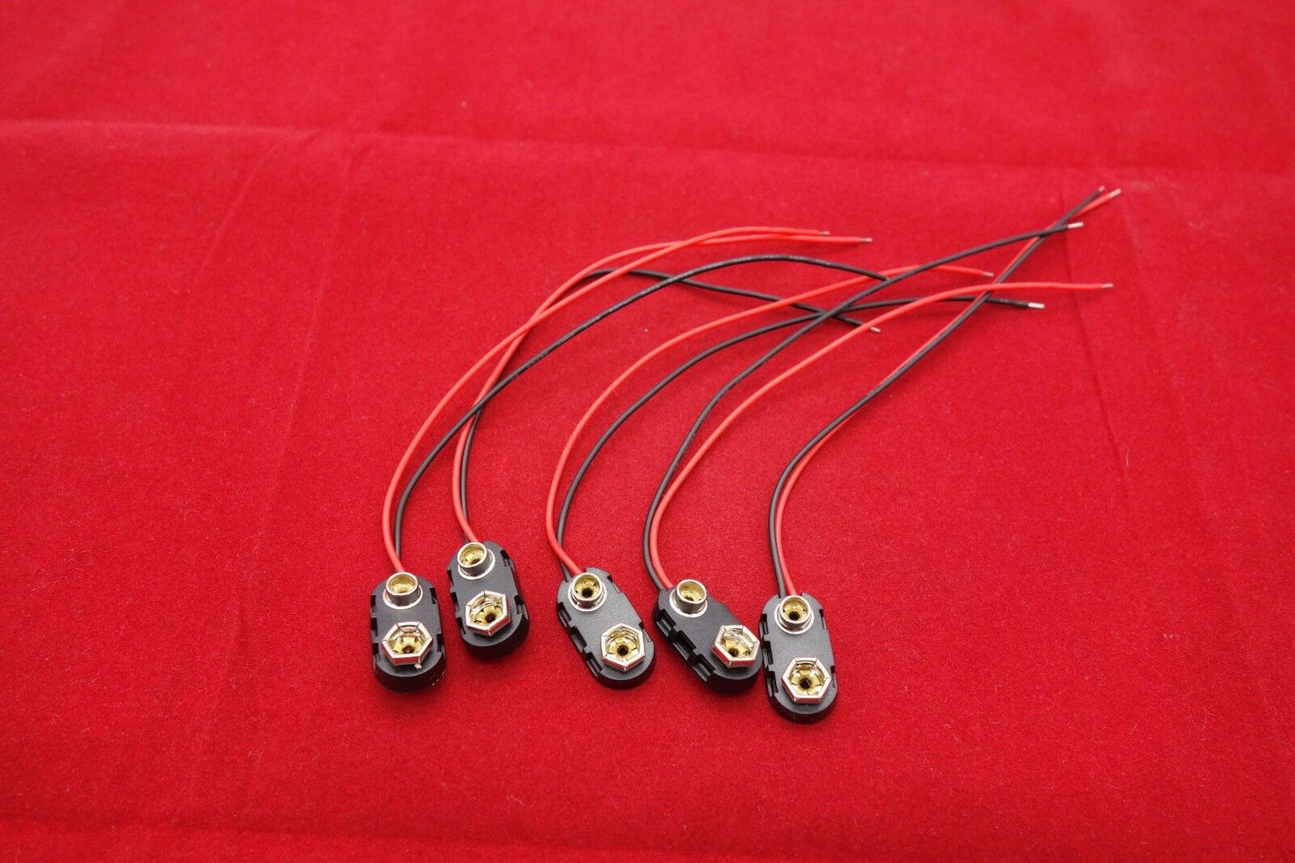 5PCS PP3 9V Battery Connector T Type Snap On Plug Clip Tinned Wire Leads 150mm