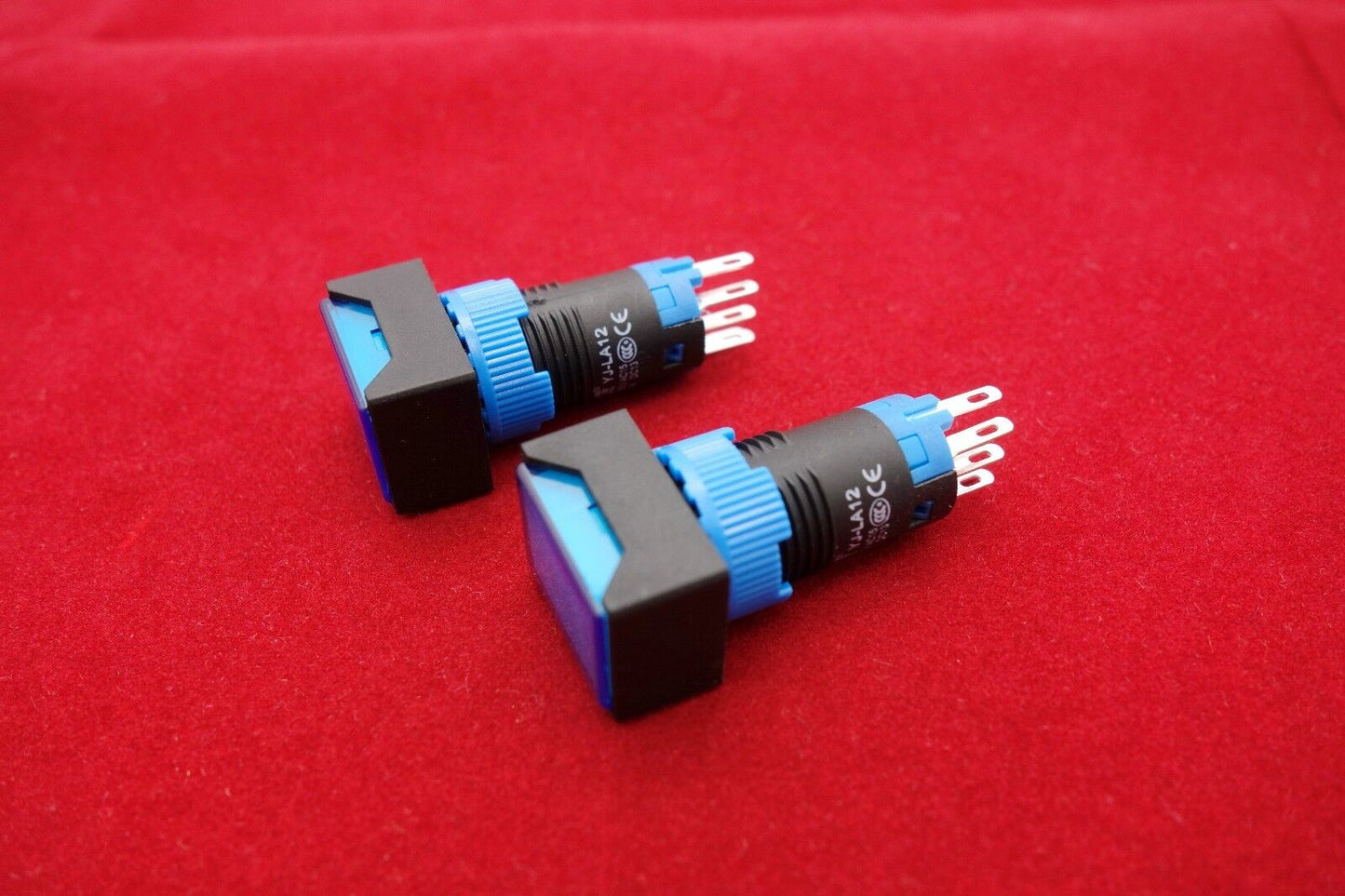 2PCS Cutout 12MM 6V Blue LED ILLUMINATED Rectangular Momentary PUSH BUTTON