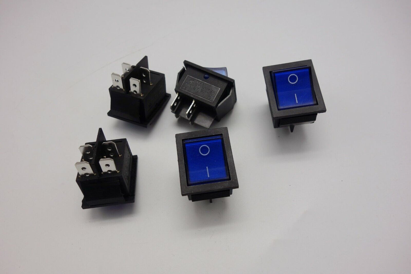 5Pcs Blue Light Illuminated 2 Position ON/OFF Boat Rocker Switch 4 Pin 24V DC/AC