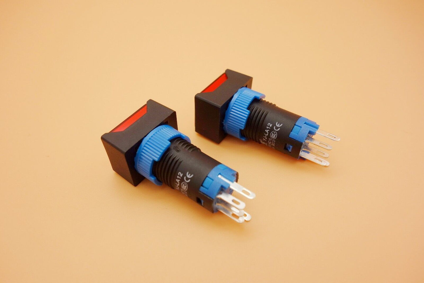 2PCS Cutout 12MM 48V RED LED ILLUMINATED Rectangular Momentary PUSH BUTTON